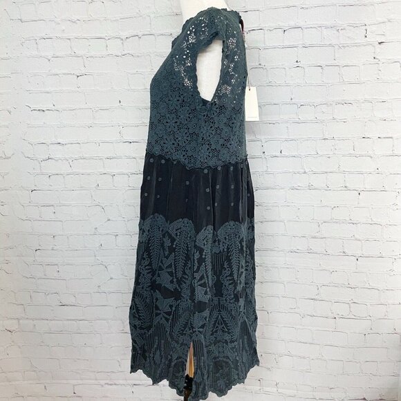 NEW Johnny Was Flower Getaway Mini Dress Women’s Small Embroidered Sanded Black - Picture 5 of 7